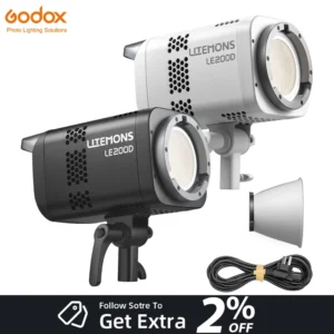 Godox LE200D LITEMONS 220w LED COB Video Fill Light CCT 5600K 63500Lux Hight Brightness 7 FX Modes for Filmmaking Live Streaming