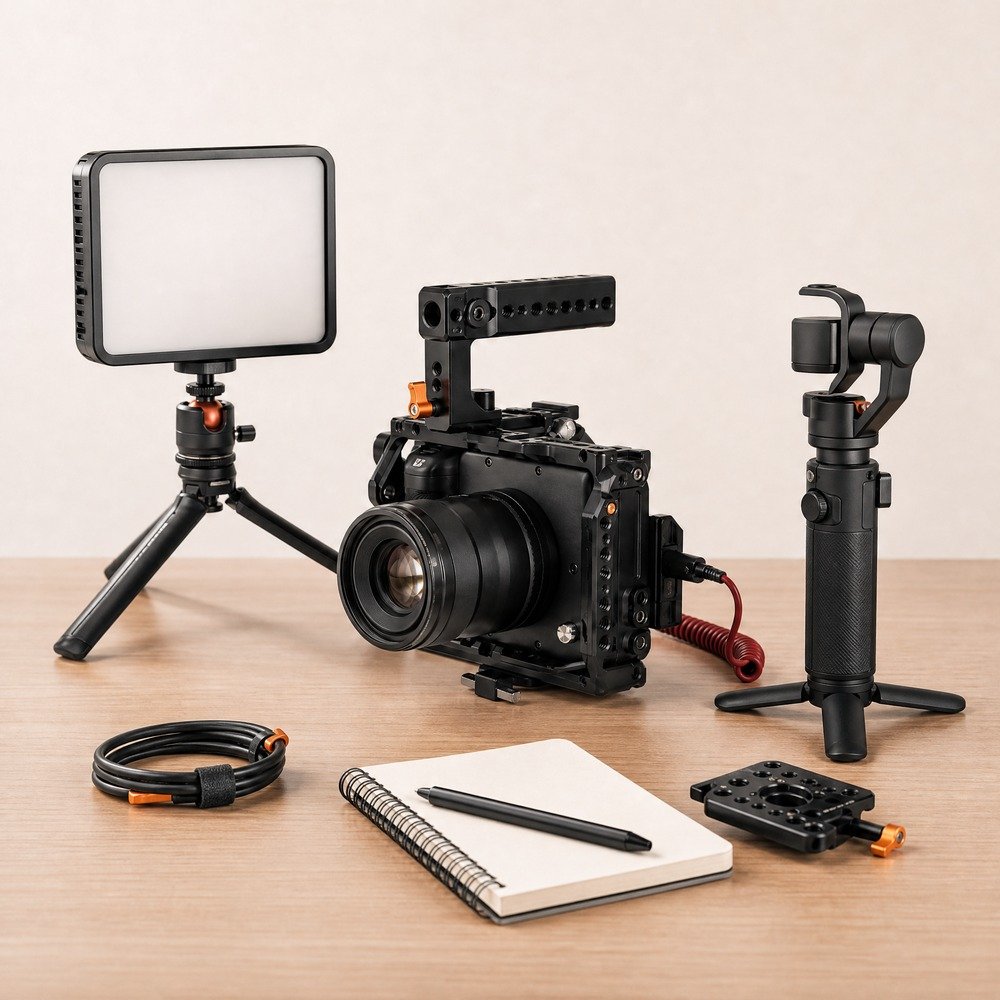 Professional camera equipment support workstation