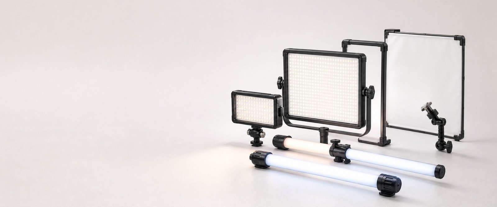 LED video lights and modifiers